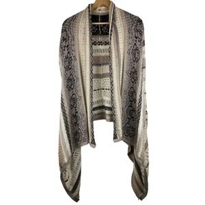 Billabong Women's Size M Cream Brown Striped Wrap Sweater